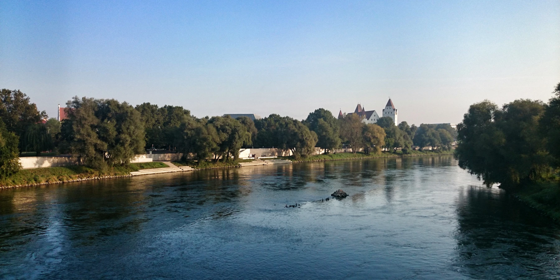 Die Donau, auf beiden Uferseiten sind Bäume