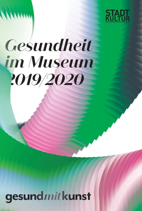 Titelseite „Gesundheit im Museum 2019/2020“: grün-pinkes Design