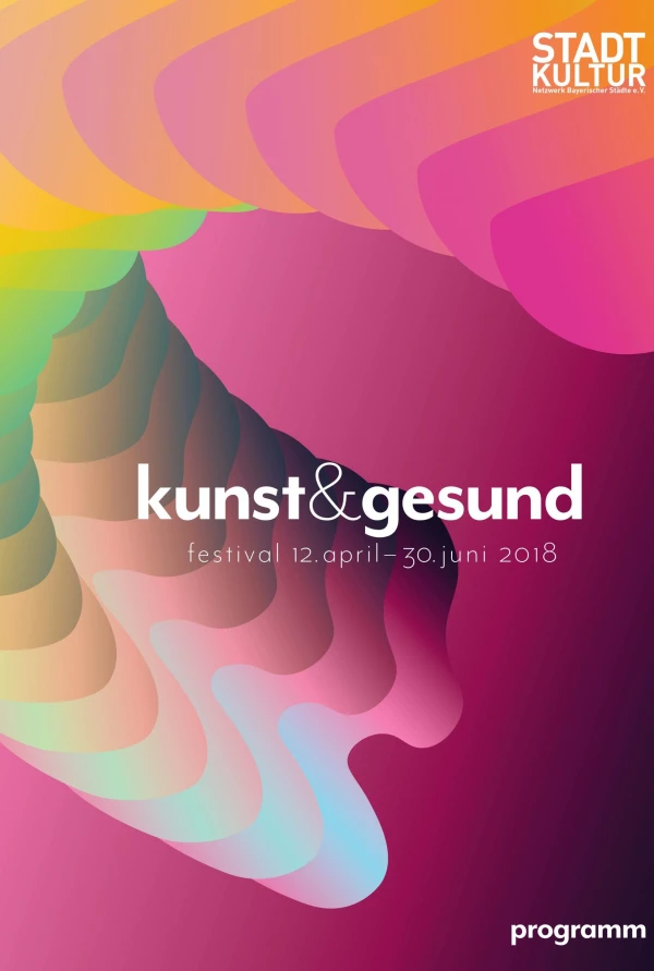 Titelseite „kunst&gesund“: buntes, überwiegend pinkes Design